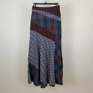 Free People Palma Mixed Plaid Maxi Skirt - Citadel - Size XS